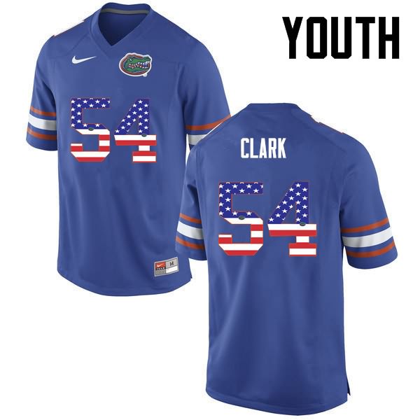 Youth NCAA Florida Gators Khairi Clark #54 Stitched Authentic USA Flag Fashion Nike Blue College Football Jersey BTD1865PP